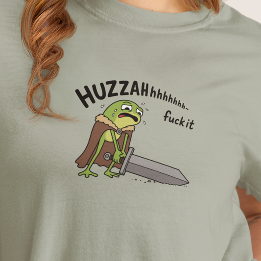 Huzzah Fuck It Frog Shirt, Funny Frog T Shirt, Goblincore Tee, Medieval Frog Shirt, Burnout Shirt, Comfort Colors Frog Tee, Meme Frog Gift