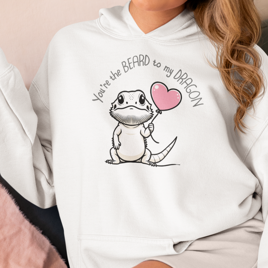 Bearded Dragon Valentine Hoodie, You’re the Beard to My Dragon Hoodie, Beardie Love Hoodie, Reptile Lover Gift, Cute Lizard Valentine Sweatshirt