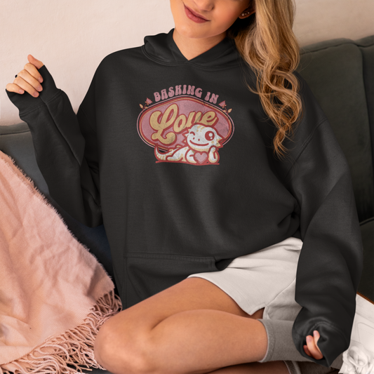 Basking in Love Bearded Dragon Unisex Hooded Sweatshirt | Valentine's Day Gift | Gift for Her | Pet Reptile Gift