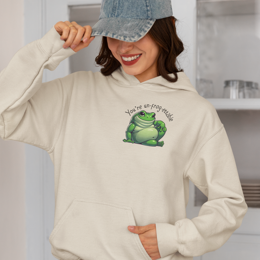 Green Tree Frog Valentine's Day Unisex Hooded Sweatshirt, Frog Lover Gift, Gift for Her, Gift for Him, Cute Frog Hoodie