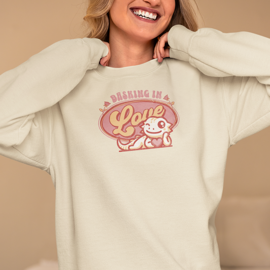 Basking in Love Bearded Dragon Unisex Crewneck Sweatshirt | Valentine's Day Gift | Gift for Her | Pet Reptile Gift