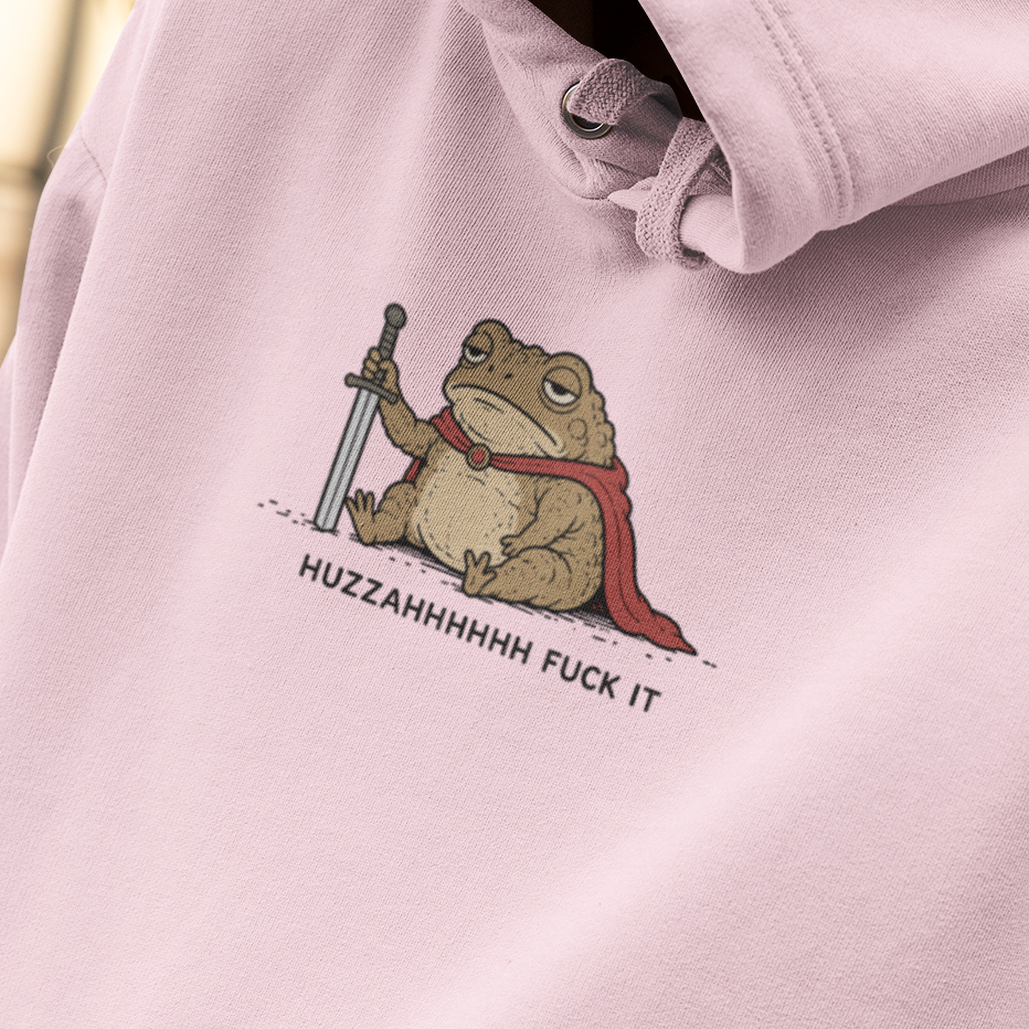 Huzzah Toad Hoodie, Funny Frog Hoodie, Medieval Frog Hoodie, Knight Frog Hoodie, Meme Hoodie, Goblincore Hoodie, Fantasy Animal Sweatshirt