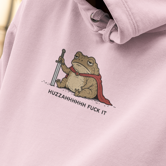 Huzzah Toad Hoodie, Funny Frog Hoodie, Medieval Frog Hoodie, Knight Frog Hoodie, Meme Hoodie, Goblincore Hoodie, Fantasy Animal Sweatshirt
