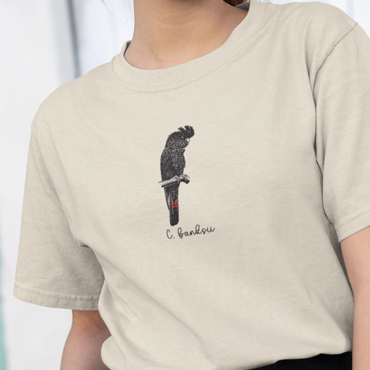 Red-Tailed Black Cockatoo T-Shirt, Australian Bird Tee, Native Bird Shirt, Minimalist Cockatoo T-Shirt, Bird Nerd Gift for Birdwatchers