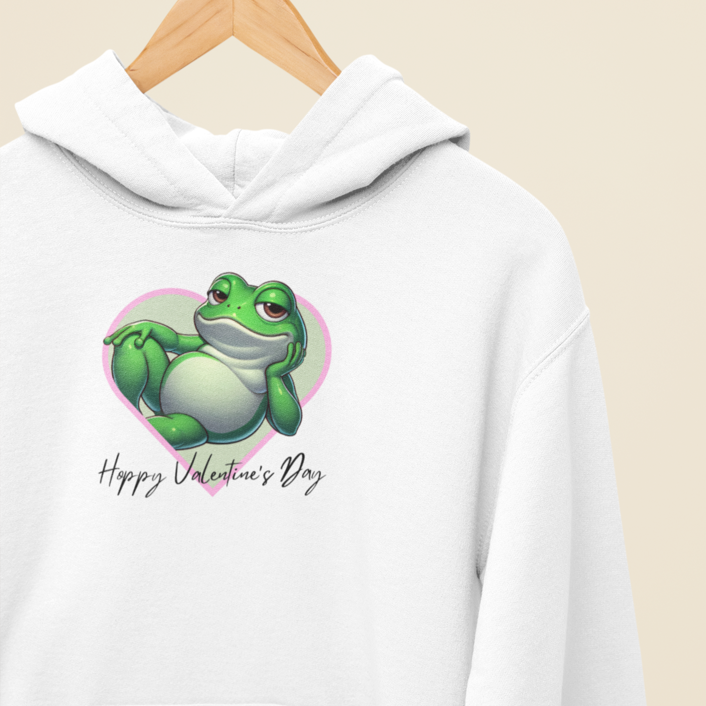 Hoppy Valentine's Day Frog Unisex Hooded Sweatshirt, Frog lover gift, Pet valentine's hoodie, reptile keeper, frog mama