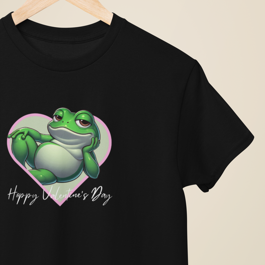 Hoppy Valentine's Day Frog Unisex Softstyle T-Shirt, Frog lover gift, Pet valentine's shirt, reptile keeper, frog mama