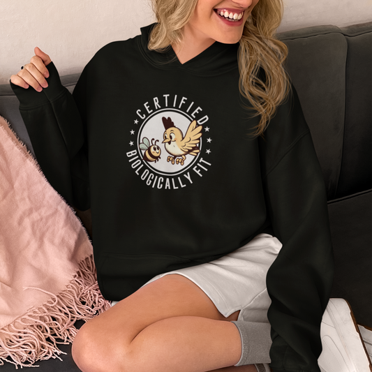Certified Biologically Fit Unisex Hooded Sweatshirt, New Parents Gift, Mum and Dad Hoodie, Science Biology Gift, Mother's Day, Father's Day