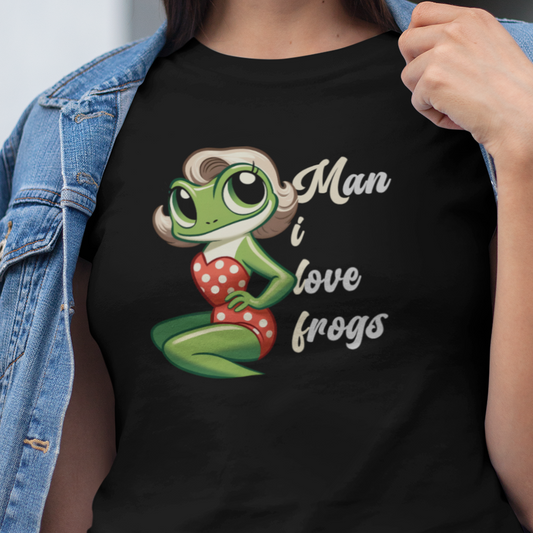 Man I Love Frogs T-Shirt, Funny Frog Shirt, Cute Frog Tee, Frog Lover Gift, Vintage Style Frog Shirt, Funny Animal Tee