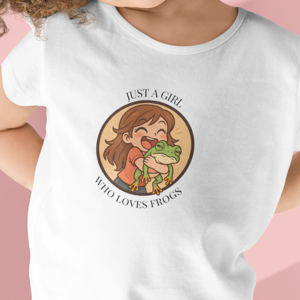 Kids Frog T-Shirt | Just a Girl Who Loves Frogs | Cute Frog Lover Shirt for Kids | Kawaii Animal Tee | Nature Girl Top