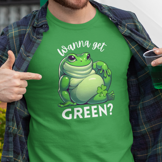 Wanna Get Green Frog T-Shirt, Frog St Patrick’s Day Shirt, Frog Lover Tee, St Paddy’s Day Party Shirt, Green Beer Pub Crawl Tee
