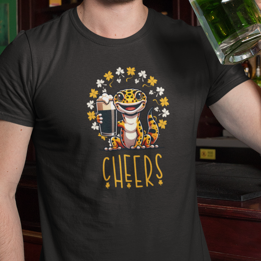 Leopard Gecko St Patrick’s Day T-Shirt, Gecko Cheers Shirt, Reptile Lover Tee, Lizard Beer Party Shirt, St Paddy’s Day Gift