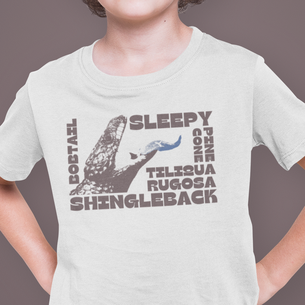 Kids Shingleback Lizard T-Shirt | Sleepy Lizard Bobtail Blue-Tongue Tee | Aussie Reptile Gift for Kids