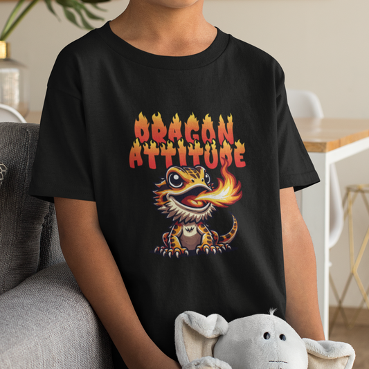 Kids Bearded Dragon Cotton T-shirt | Dragon Attitude | Gift for Reptile Keeper