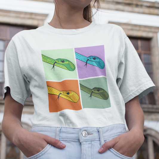 Common Tree Snake Pop Art T-Shirt, Australian Snake Shirt, Retro Snake Tee, Colourful Reptile Shirt, Herping Gift, Snake Lover Tee