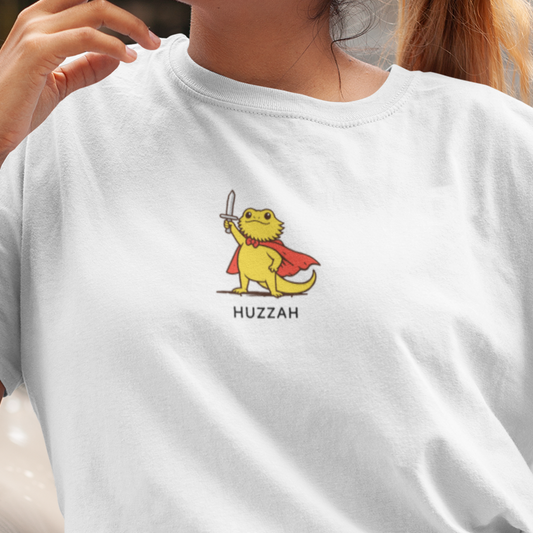 Huzzah Bearded Dragon T-Shirt, Funny Bearded Dragon Shirt, Cute Lizard Knight Tee, Reptile Lover Gift Shirt, Fantasy Lizard T-Shirt
